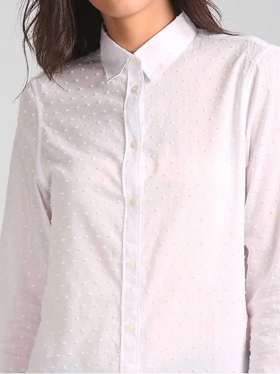GAP Tops - GAP White Swiss Dot Button-Down Shirt